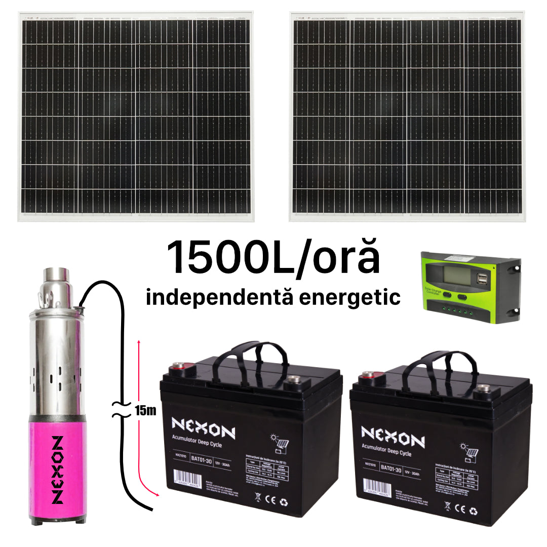 Set pompa submersibila NEXON cu panou solar de 200W