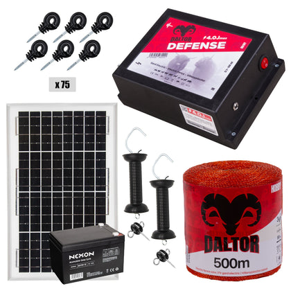Pachet gard electric DALTOR Defense 4J, 500m cu panou solar si baterie