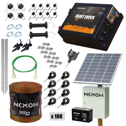 Pachet gard electric NEXON HeavyShock PRO 2.5 J 12V +Solar, ULTRA 500m 5 lite-180KG