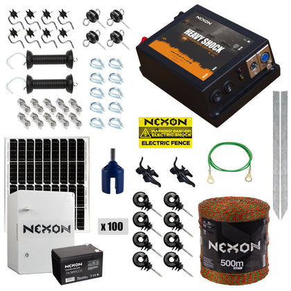 Pachet gard electric NEXON HeavyShock PRO 2.5J cu Solar, Fir 500m, 180kg