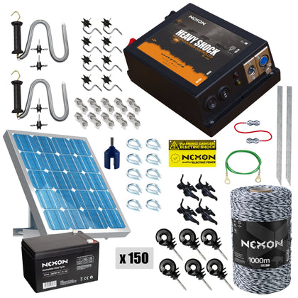 Pachet gard electric NEXON HeavyShock PRO 2.5J cu Solar, Fir 1000 m
