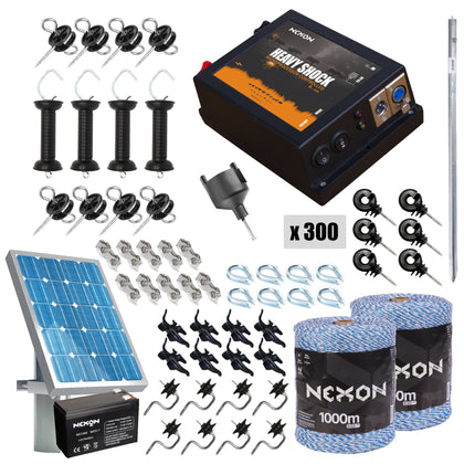 Pachet gard electric NEXON HeavyShock PRO 2.5 J 12V cu Solar, BASIC 2000m 4 lite 90kg