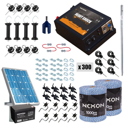 Pachet gard electric NEXON HeavyShock PRO 2.5J, Fir BASIC 2000 m, 4 lite, 90 kg