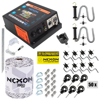 Pachet complet gard electric NEXON HeavyShock PRO 5.0 J 12V/230V, INDUSTRIAL 200m 9lite 200kg