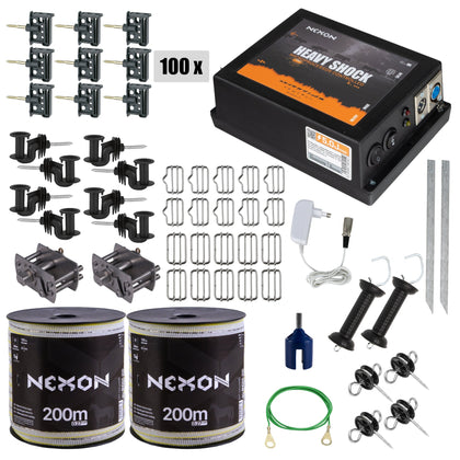 Pachet gard electric NEXON HeavyShock PRO 5.0J, Bandă 400m, 5 lite, 120kg