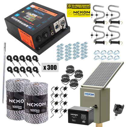 Pachet gard electric NEXON HeavyShock PRO 5.0 J 12V cu Solar, 2000m 6 lite 130kg