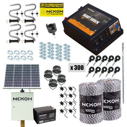 Pachet gard electric NEXON HeavyShock PRO 5.0 J 12V cu Solar, 2000m 6 lite 130kg