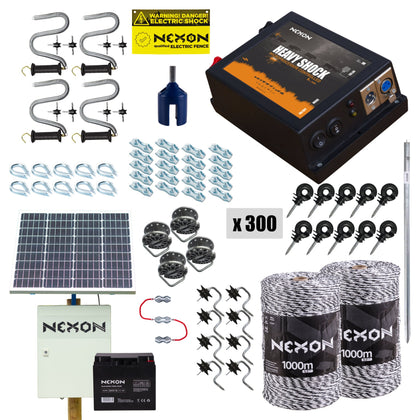 Pachet gard electric NEXON HeavyShock PRO 5.0 J 12V cu Solar, 2000m 6 lite 130kg