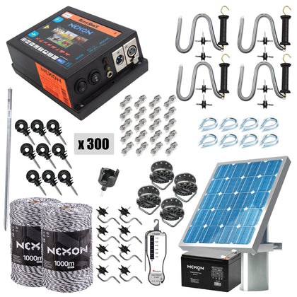 Pachet complet gard electric NEXON HeavyShock PRO 5.0 J 12V cu Solar, fir 2000m 6 lite 130kg