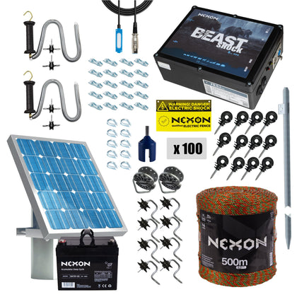 Pachet complet gard electric NEXON BeastShock 8.5 J, 12V cu Solar, Fir ULTRA 500m, 180kg