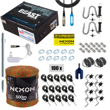 Pachet complet gard electric NEXON BeastShock 8.5 J, Fir gard electric NEXON ULTRA 500m 5 lite-180kg