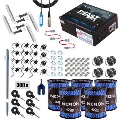 Pachet gard electric NEXON BeastShock 8.5J, Fir 2000 m, 6 lite, 350 kg