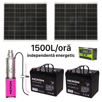 Set pompa submersibila NEXON cu panou solar de 200W