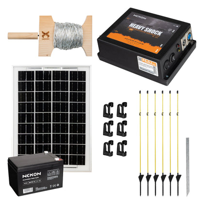 Pachet gard electric portabil 5J cu panou solar și baterie pentru camping - NEXON